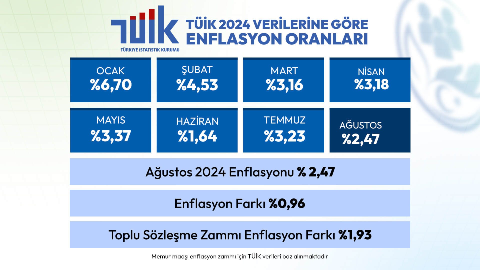 Ağustos Ayı TÜİK 2024 verilerine göre enflasyon oranları