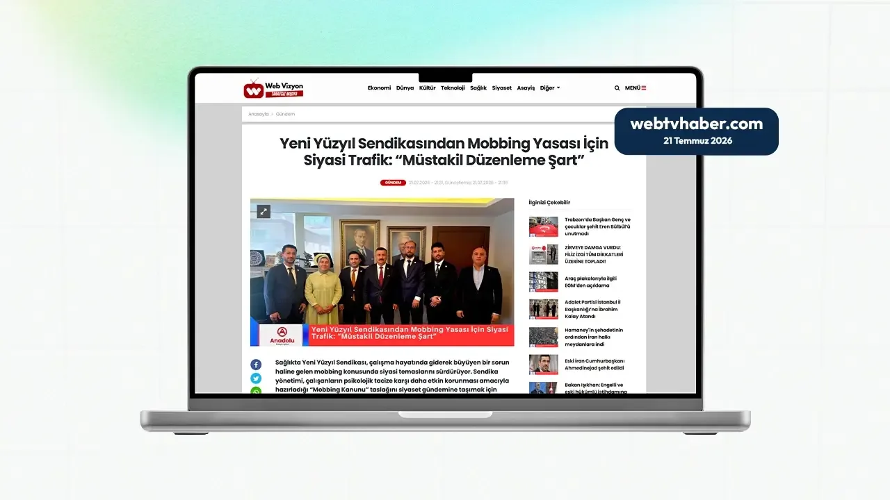 webtvhaber.com sitesinde yayınlanan "Mobbing Yasası için siyasi trafik" haberinin ekran görüntüsü