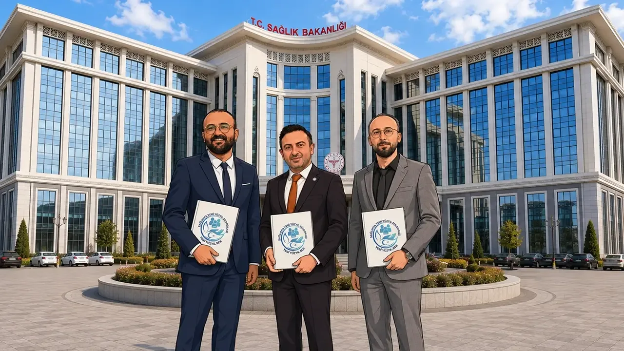 Sendika yöneticileri Sağlık Bakanlığı binası önünde dosyalarla: 3 yıldır sahadayız